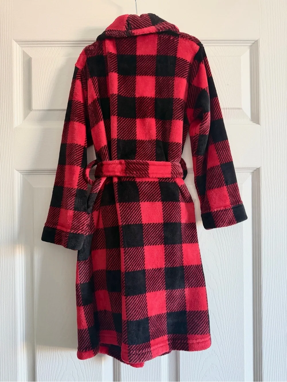 Kids Red and Black Buffalo Plaid Fleece Robe